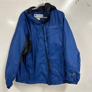 0384 Columbia Water resistant Hooded Jacket Men’s Blue Outdoor Windbreaker